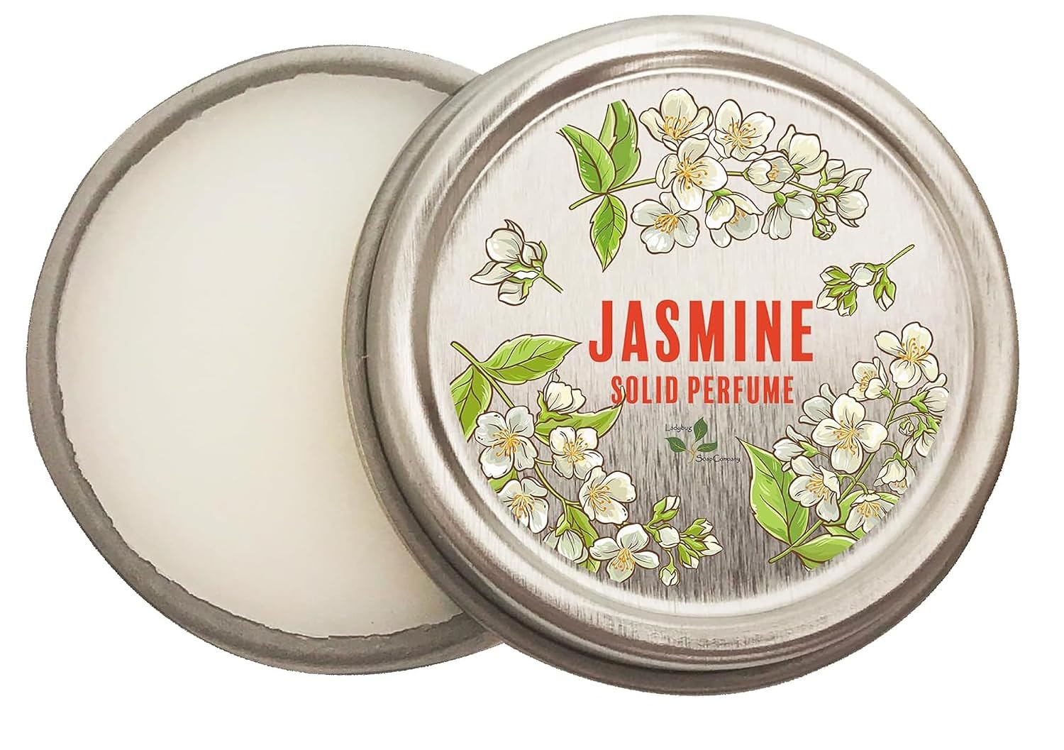 Jasmine Solid Perfume Balm in Tin, 1/2 oz - Travel Size, Non-Greasy