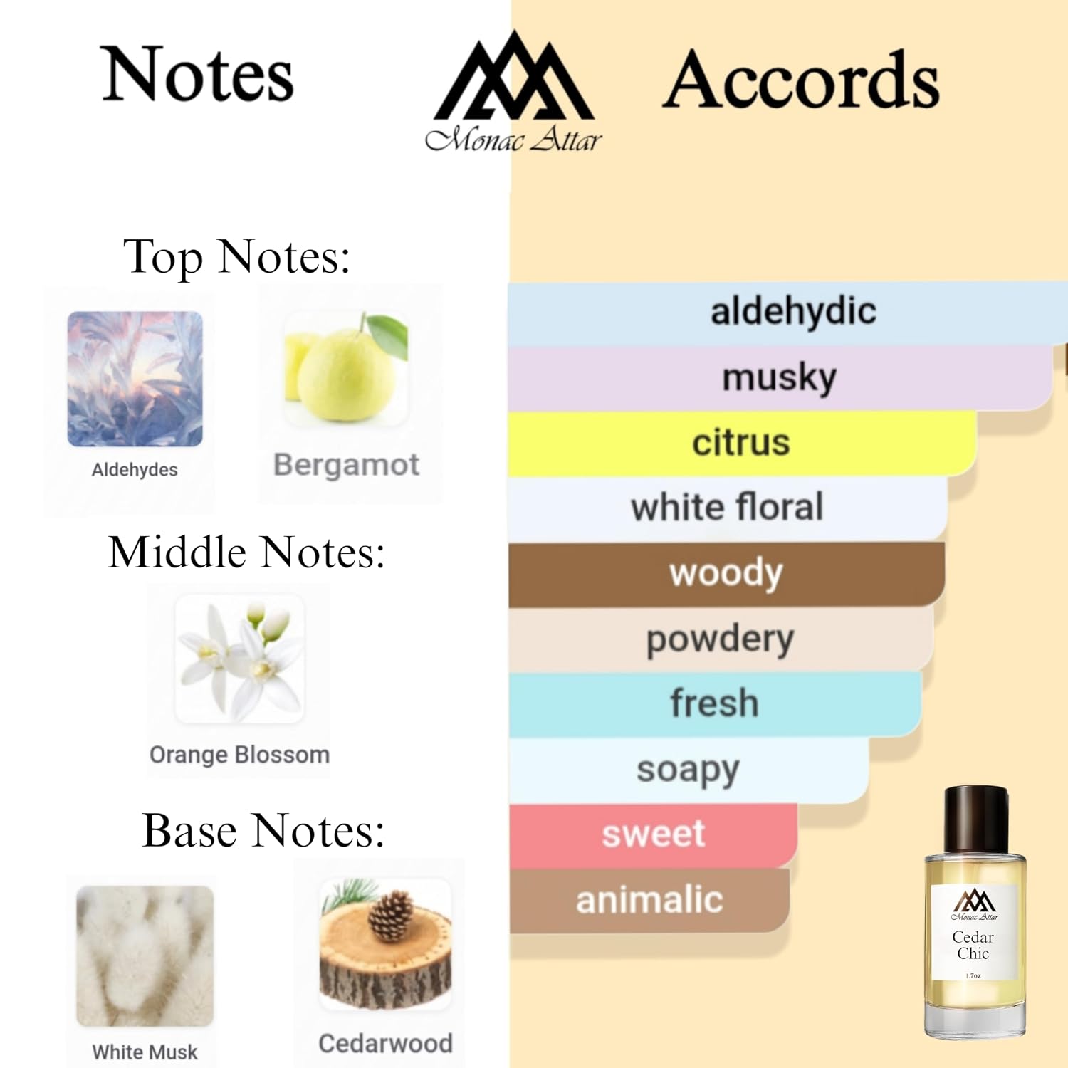 Cedarwood Eau de Parfum, 50 ml - Citrus Opening, Dry Woods Base