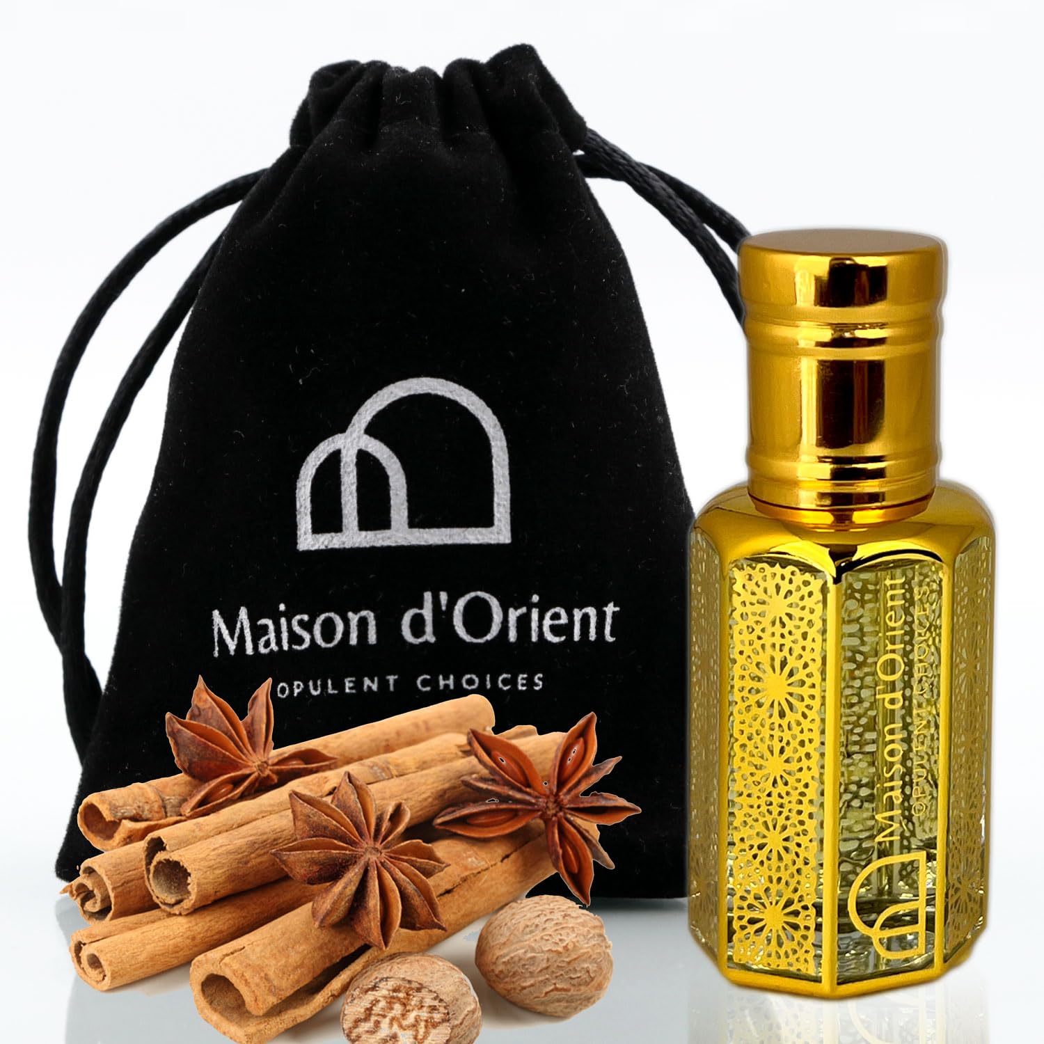 Cinnamon, Jasmine and Oud Perfume Oil, 12 ml - Alcohol-Free Oriental Blend
