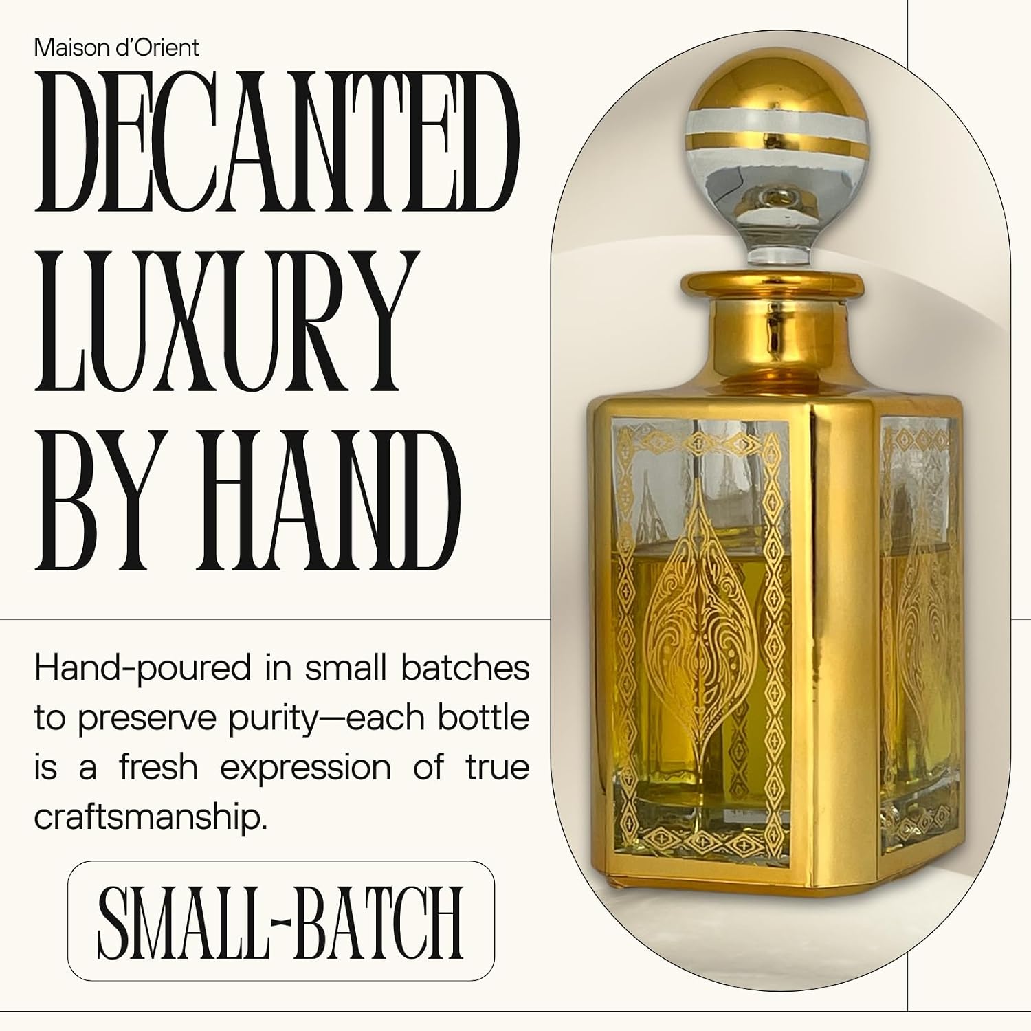 Cinnamon, Jasmine and Oud Perfume Oil, 12 ml - Alcohol-Free Oriental Blend